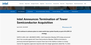 高达26亿“分手费”，英特尔官宣终止收购以色列芯片公司高塔半导体